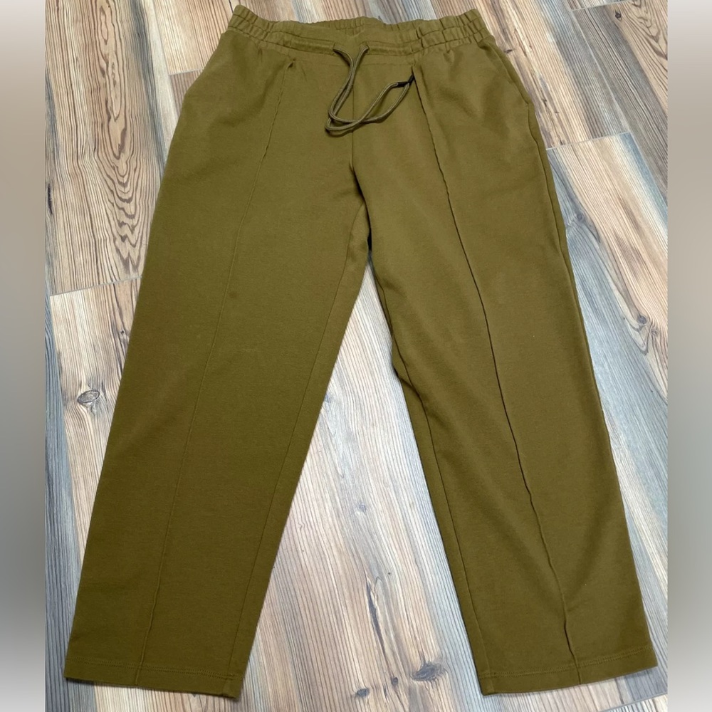 A NEW DAY OLIVE GREEN HIGH WAISTED ANKLE KNIT DRAWSTRING JOGGERS SIZE SMALL
